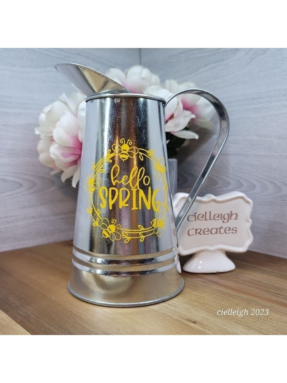 Hello Spring Metal Pitcher / Vase
